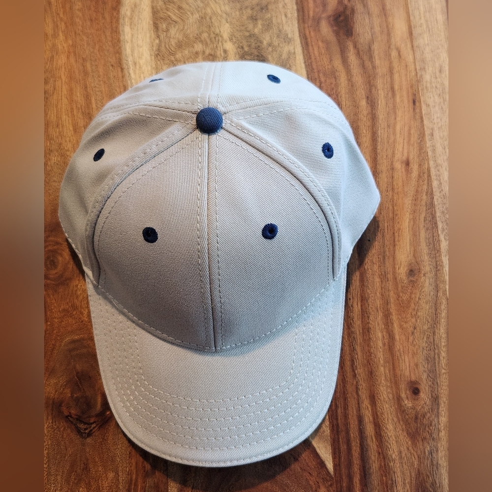Ivory Khaki and Blue Accents Men's Adjustable Cap NWOT